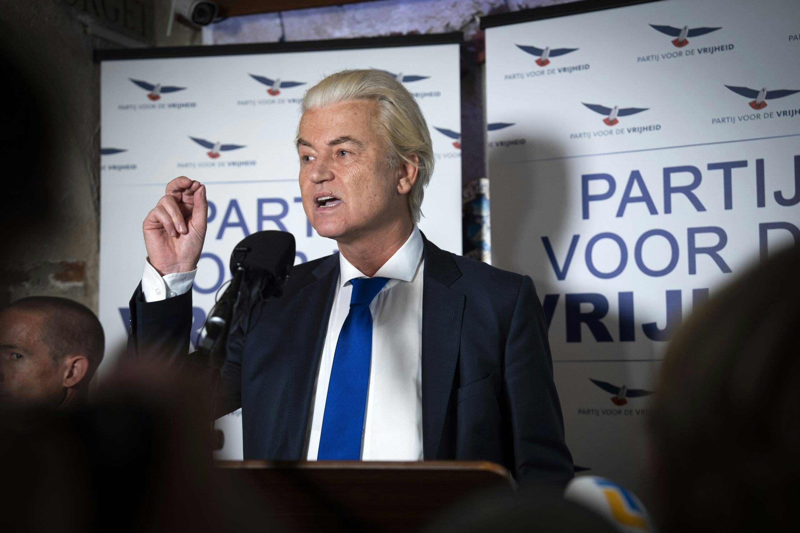 VENLO - Geert Wilders tijdens de aftrap in café De Blauwe Trap van de campagne van de PVV voor de Tweede Kamerverkiezingen. Copyright: ANP Jeroen Jumelet